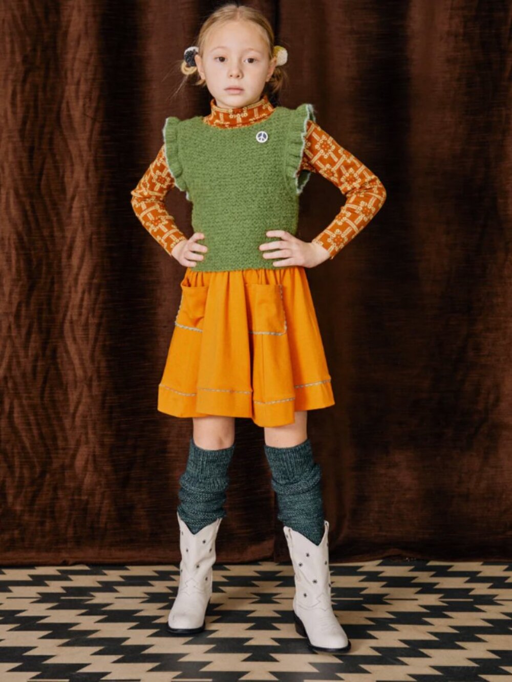 Misha & Puff Kids Boucle Fiora Vest - Basil 4Y